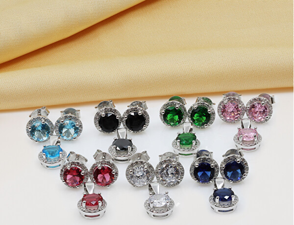 Blyštivý strieborný set šperkov so zirkónmi SET230WB (náušnice, prívesok)