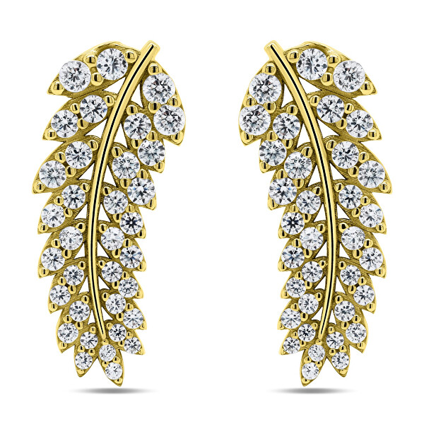 Lange Designer-Ohrringe aus vergoldetem Silber Klas EA287Y