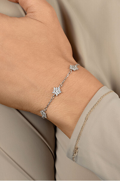 Designový stříbrný náramek Hvězdičky se zirkony BRC249W