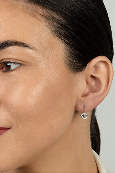 Dívčí stříbrné náušnice Srdíčko s kubickými zirkony EA1235W