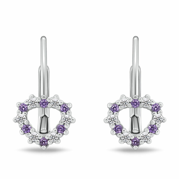 Dívčí stříbrné náušnice Srdíčko s kubickými zirkony EA1235WAM