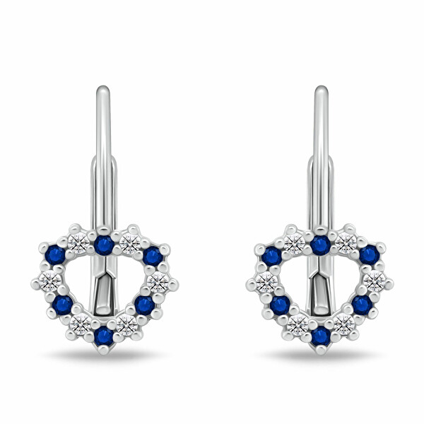 Dívčí stříbrné náušnice Srdíčko s kubickými zirkony EA1235WB