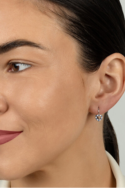 Dívčí stříbrné náušnice Srdíčko s kubickými zirkony EA1235WB