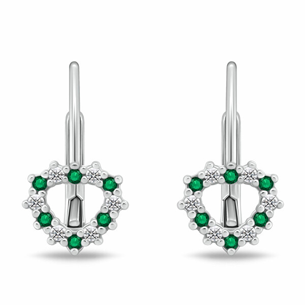 Dívčí stříbrné náušnice Srdíčko s kubickými zirkony EA1235WG