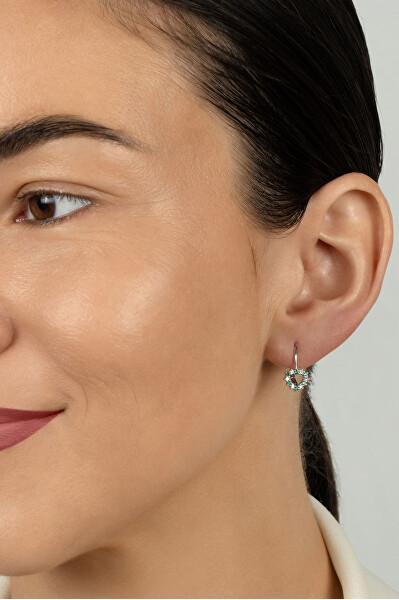 Dívčí stříbrné náušnice Srdíčko s kubickými zirkony EA1235WG