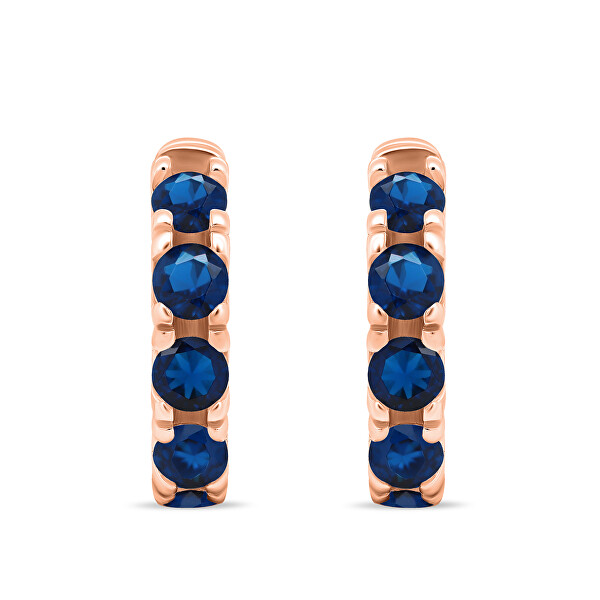Drobné bronzové krúžky s modrými zirkónmi EA481RB