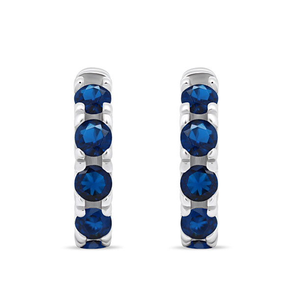Drobné strieborné krúžky s modrými zirkónmi EA481WB