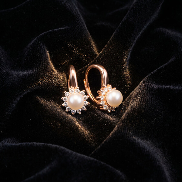Elegantní bronzové náušnice se zirkony EA788R