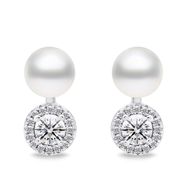 Elegantné perlové náušnice so zirkónmi EA611W