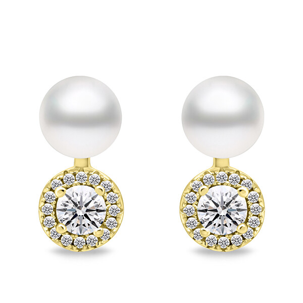 Elegantné perlové náušnice so zirkónmi EA611Y