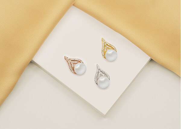 Elegante pendente di perle in argento placcato oro PT93Y