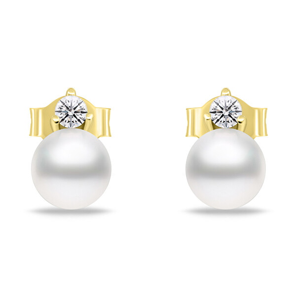 Elegantní pozlacený set šperků s perlami SET227Y (náušnice, přívěsek)