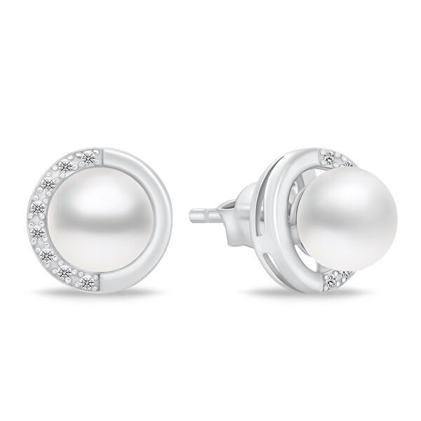 Elegantes Schmuckset mit echten Perlen SET251W (Ohrringe, Halskette)