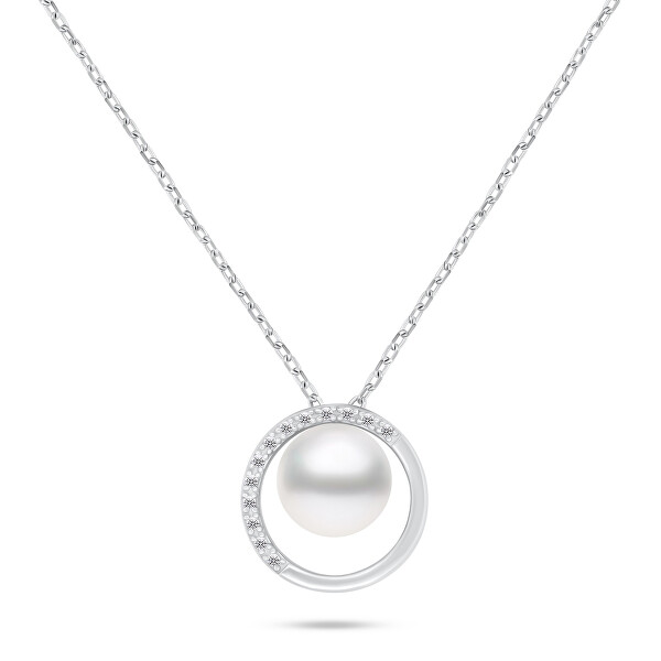 Elegantní sada šperků s pravými perlami SET251W (náušnice, náhrdelník)