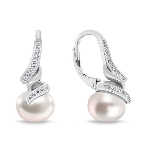 Elegantný set šperkov s pravými perlami SET298W (retiazka, prívesok, náušnice)