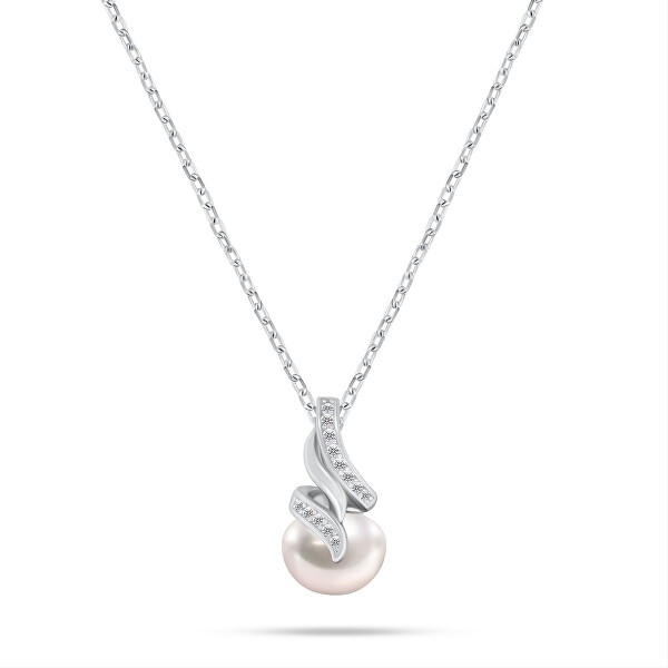 Elegantný set šperkov s pravými perlami SET298W (retiazka, prívesok, náušnice)