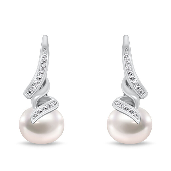 Elegantný set šperkov s pravými perlami SET298W (retiazka, prívesok, náušnice)