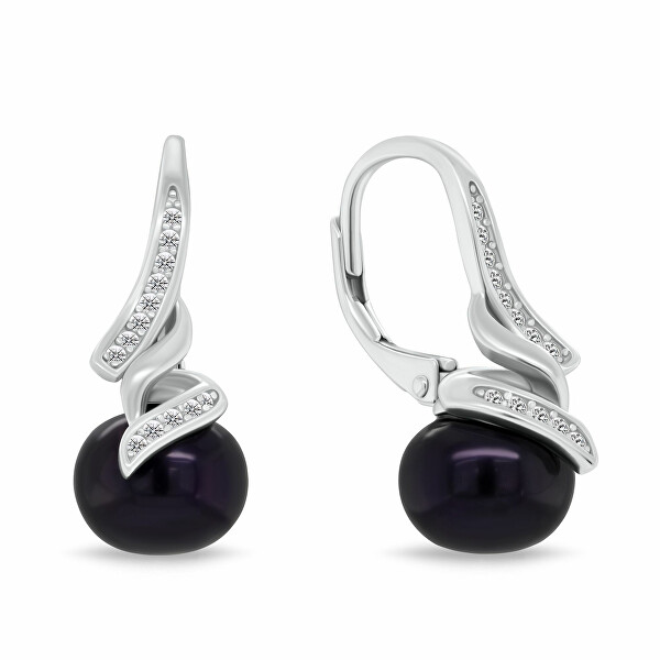 Elegantní set šperků s tmavými perlami SET298WBC (náušnice, náhrdelník)