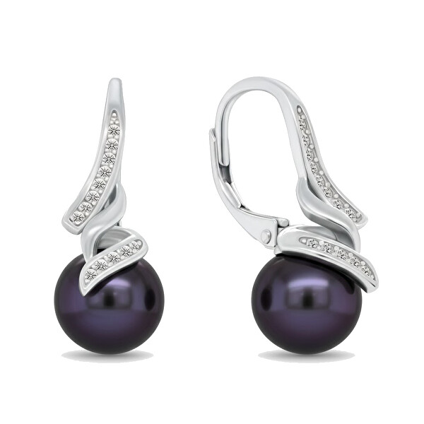 Elegantní set šperků s tmavými perlami SET298WBC (náušnice, náhrdelník)