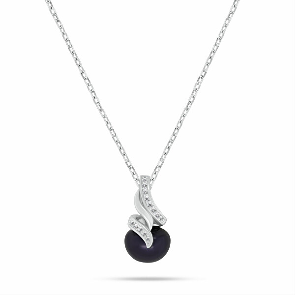 Elegantní set šperků s tmavými perlami SET298WBC (náušnice, náhrdelník)