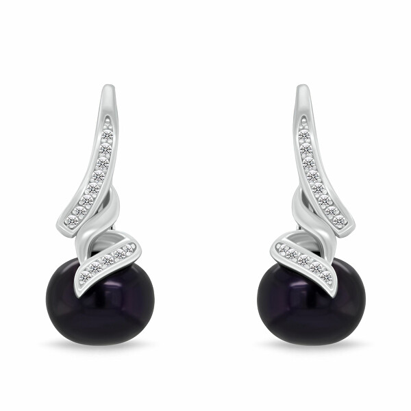 Elegantní set šperků s tmavými perlami SET298WBC (náušnice, náhrdelník)