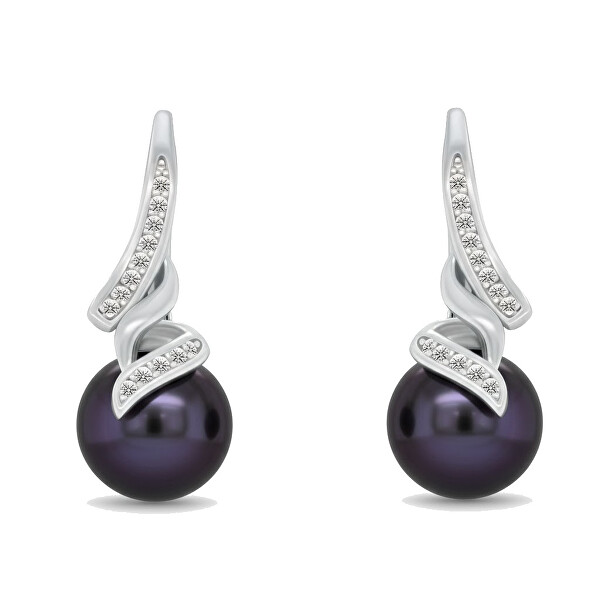 Elegantní set šperků s tmavými perlami SET298WBC (náušnice, náhrdelník)