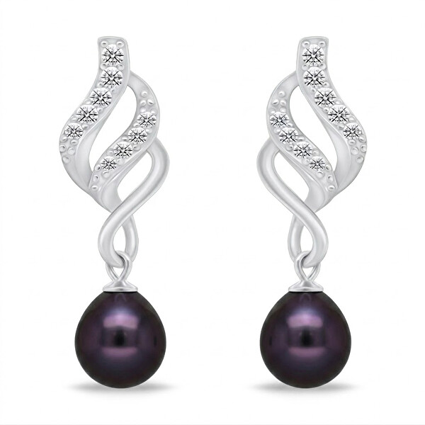 Elegantný set šperkov so zirkónmi a perlami SET267WBC (retiazka, prívesok, náušnice)