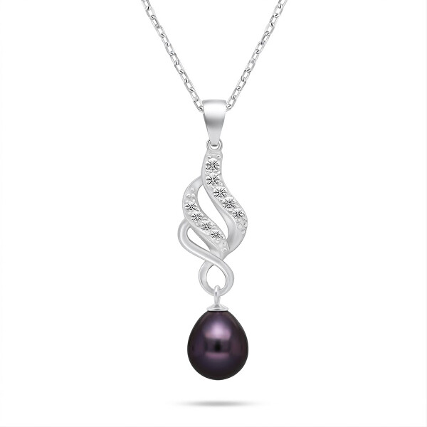Elegantný set šperkov so zirkónmi a perlami SET267WBC (retiazka, prívesok, náušnice)