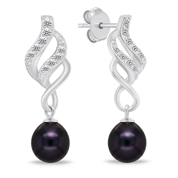 Elegantný set šperkov so zirkónmi a perlami SET267WBC (retiazka, prívesok, náušnice)