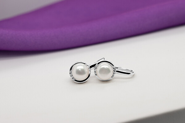Elegant cercei din argint cu perle si zirconi EA384W