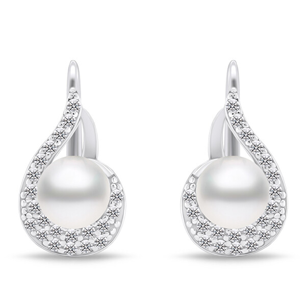Elegantní stříbrné náušnice s perlami EA751W