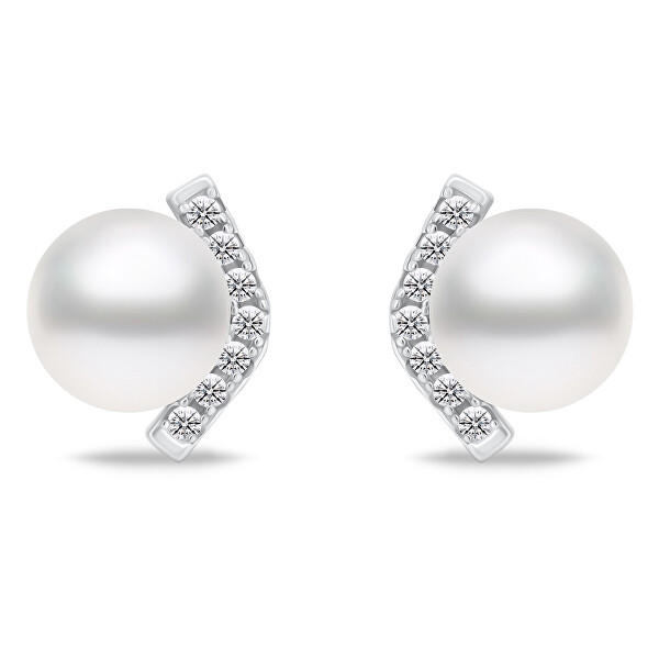 Elegante Silberohrringe mit Perlen EA909W