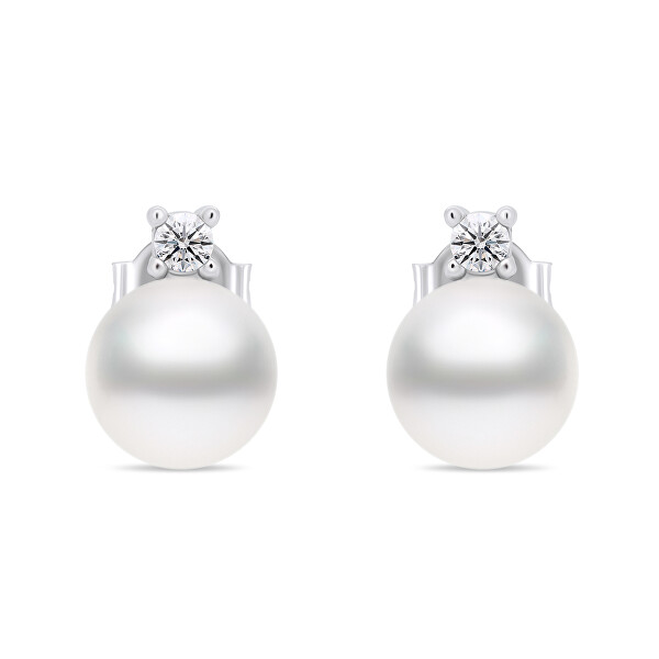 Elegantné strieborné náušnice s pravými perlami EA597W