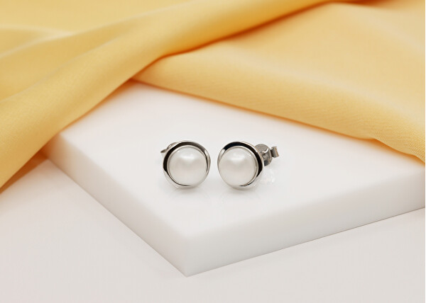 Elegantní stříbrné náušnice s pravými perlami EA626W