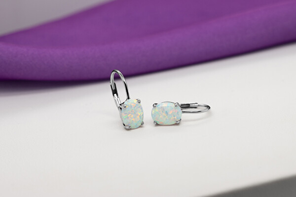 Eleganti orecchini in argento con opali sintetici EA373W