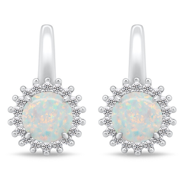 Eleganti orecchini in argento con zirconi e opali EA931W