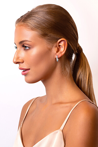 Eleganti orecchini in argento con zirconi EA133W