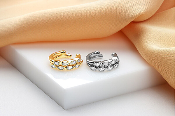 Ear cuff elegante in argento con zirconi EA782W
