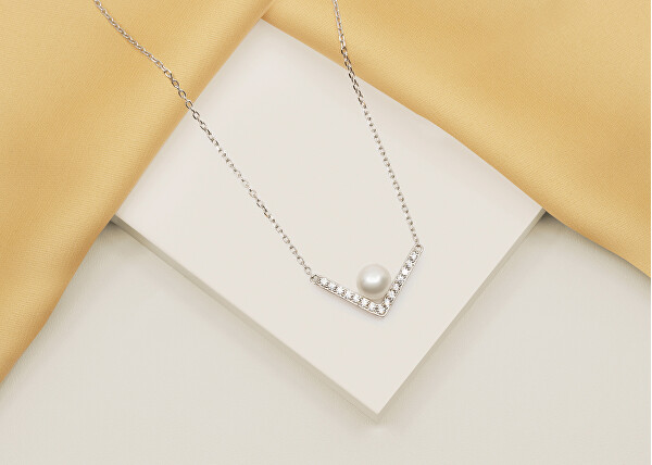 Elegante Silberkette mit echter Perle NCL56W