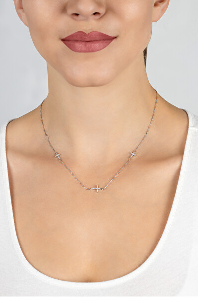 Elegantní pozlacený náhrdelník se zirkony NCL27Y