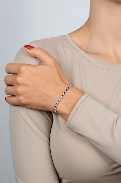 Bracciale elegante in argento con zirconi trasparenti e blu BRC169WB