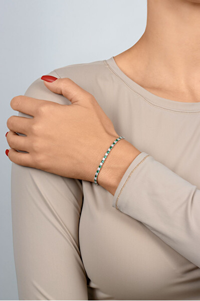 Elegantes Silberarmband mit klaren und grünen Zirkonias BRC169WG