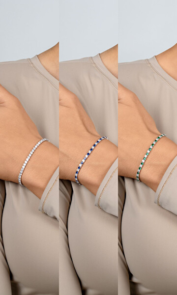 Bracciale elegante in argento con zirconi trasparenti e blu BRC169WB