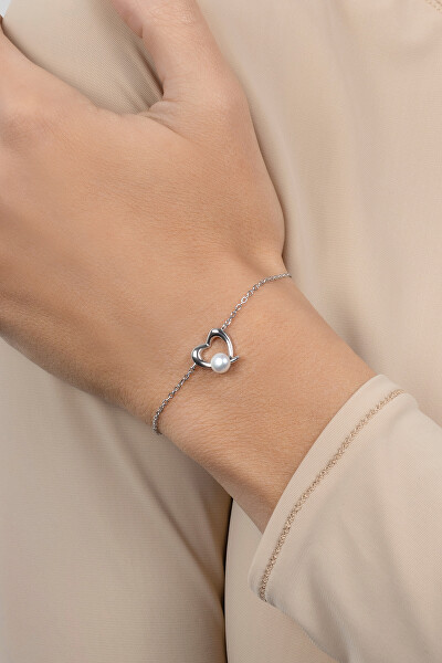 Elegante bracciale in argento con perla autentica BRC28W