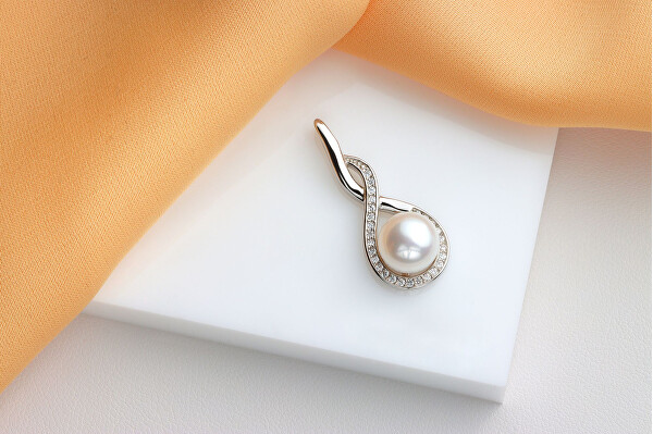 Elegantependente in argento con vera perla e zirconi PT123W