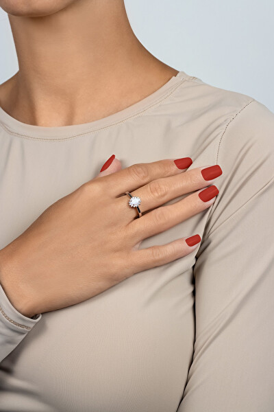 Elegante anello in argento con opale e zirconi RI106W