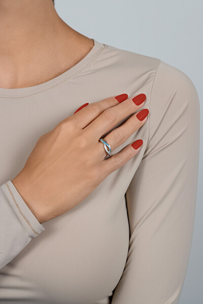 SLEVA - Elegantní stříbrný prsten se zirkony a syntetickým opálem RI126WLB