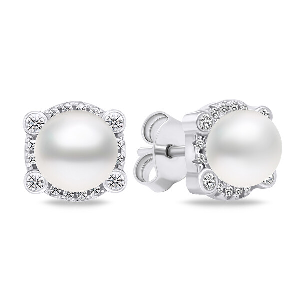 Elegantní stříbrný set šperků s perlami SET237W (náušnice, přívěsek)