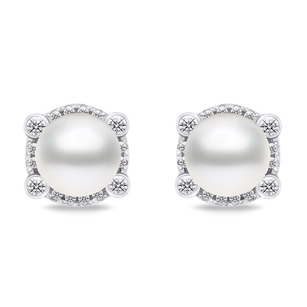 Elegantní stříbrný set šperků s perlami SET237W (náušnice, přívěsek)