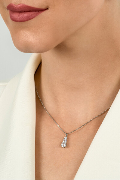 Elegantní stříbrný set šperků se zirkony SET221W (náušnice, přívěsek)